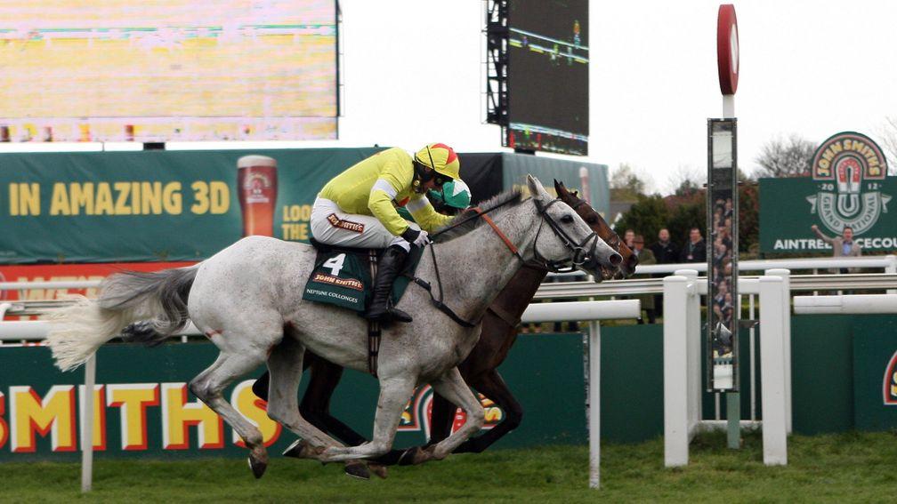 Sunnyhillyboy (far side) a fraction of a second before being denied the National by Neptune Collonges