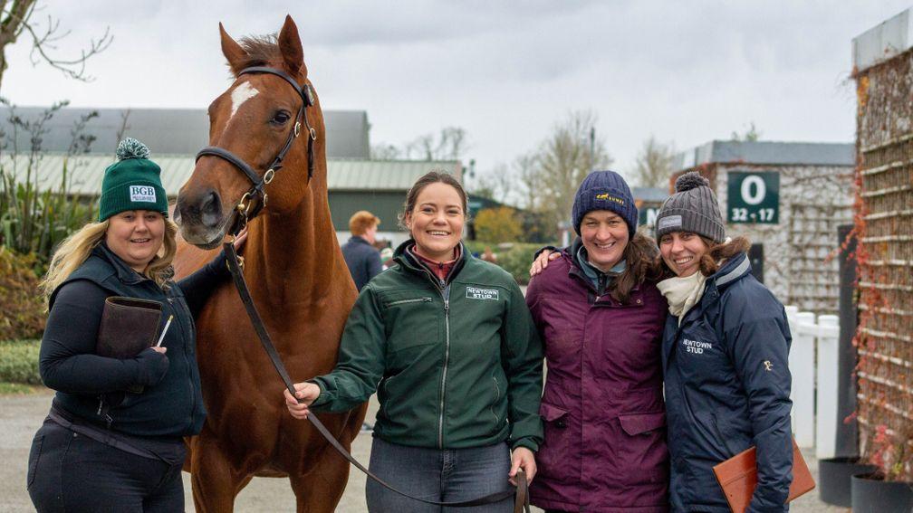 The delighted Newtown Stud team with Whispering Sands - Cathy Grassick, Sophie Mellett, Caroline Hannon and Sally Ann Grassick