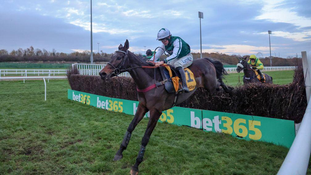 L'Homme Presse and Charlie Deutsch on their way to victory in the Rehearsal Chase at Newcastle