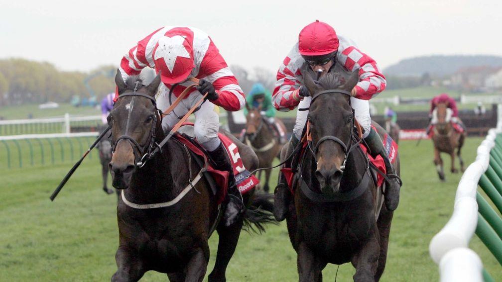 Ruby Walsh and Cornish Rebel (left) are narrowly denied by Joes Edge and Keith Mercer