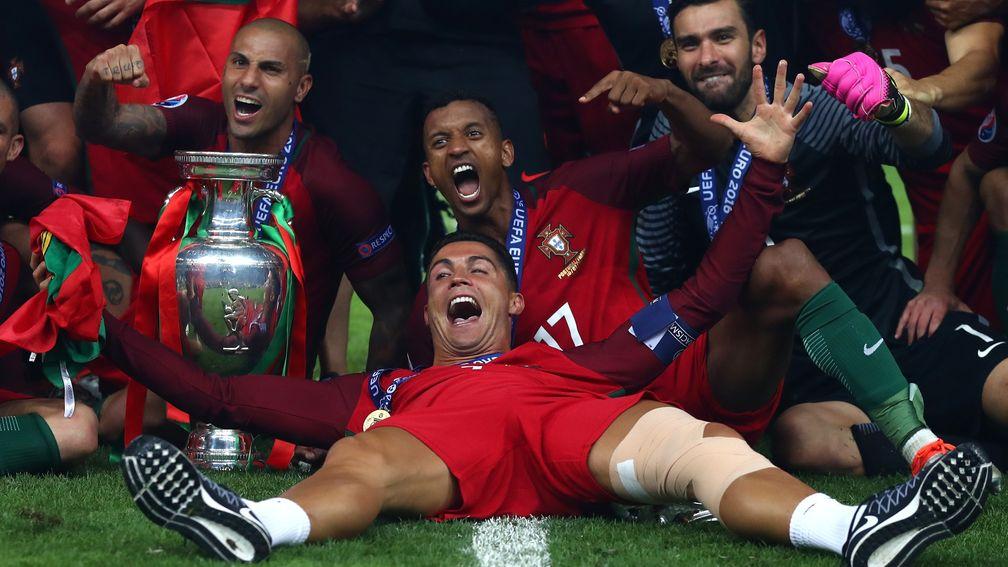 Cristiano Ronaldo and Portugal celebrate winning Euro 2016