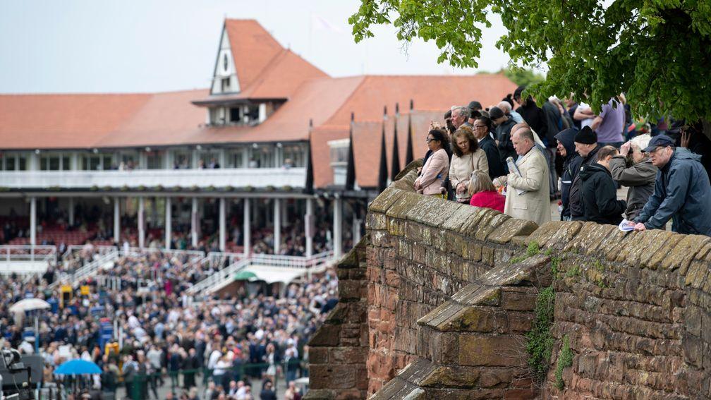 Watching the races from the city walls at Chester