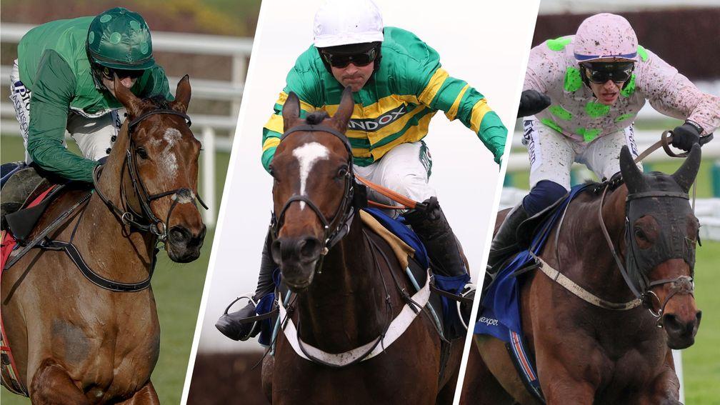 El Fabiolo (left to right), Jonbon and Gaelic Warrior are entered in the Celebration Chase on Saturday