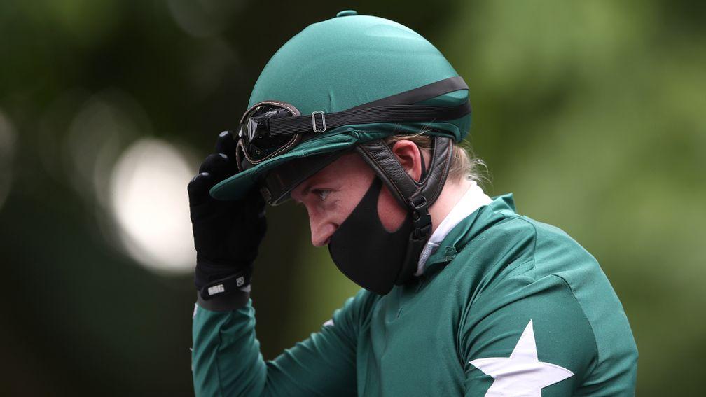 HAYDOCK, UNITED KINGDOM - AUGUST 8: Jockey Hollie Doyle gestures after winning The BetVictor Rose Of Lancaster Stakes on Extra Elusive at Haydock Park Racecourse on August 08, 2020 in Haydock, England. Photo by Tim Goode - Pool via Getty Images)