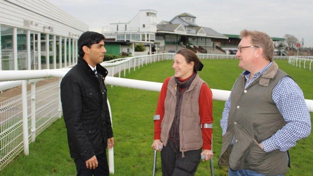 Rishi Sunak (left) at Catterick with Fiona Needham and James Sanderson
