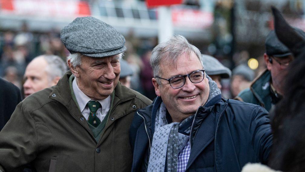 Paul Barber and Ged Mason after Clan Des Obeaux had won the King George VI ChaseKempton 26.12.19 Pic: Edward Whitaker