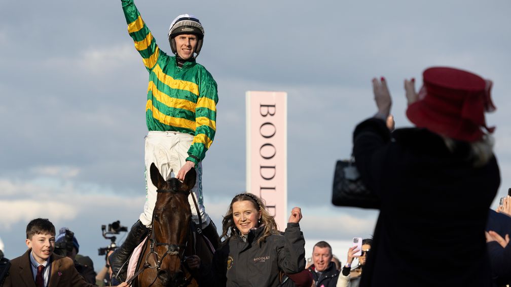 Inothewayurthinkin and Mark Walsh after winning the Boodles Cheltenham Gold Cup