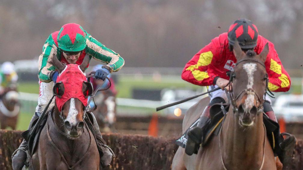 DAKLONDIKE Ridden by Tom Scudamore (Green & Red ) wins at Haydock 22/12 /18 Photograph by Grossick Racing Photography 0771 046 1723