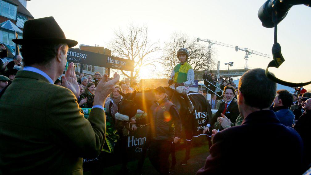 Many Clouds and Leighton Aspell return after winning the 2014 Hennessy Gold Cup at Newbury