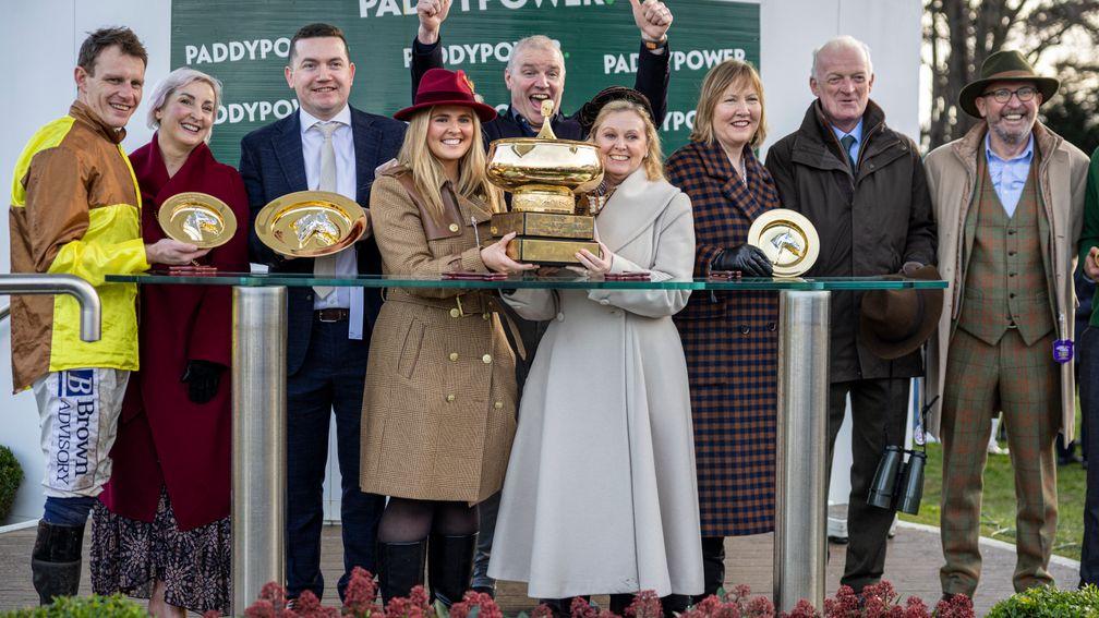 Connections of Galopin Des Champs after his second Irish Gold Cup success