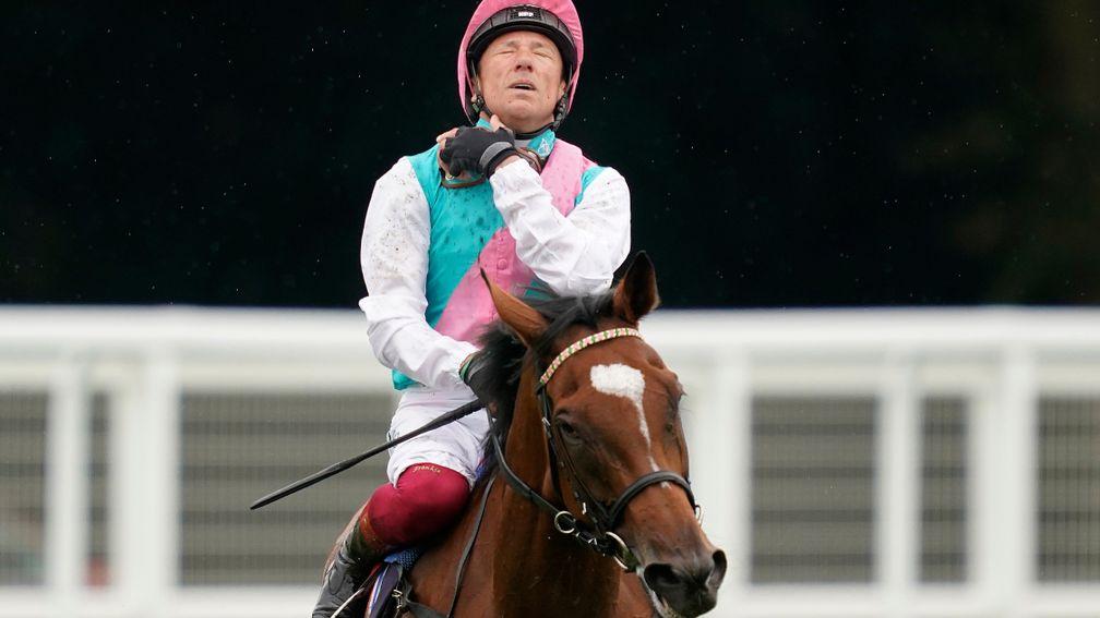 Pure relief: Frankie Dettori lets Enable's epic success sink in