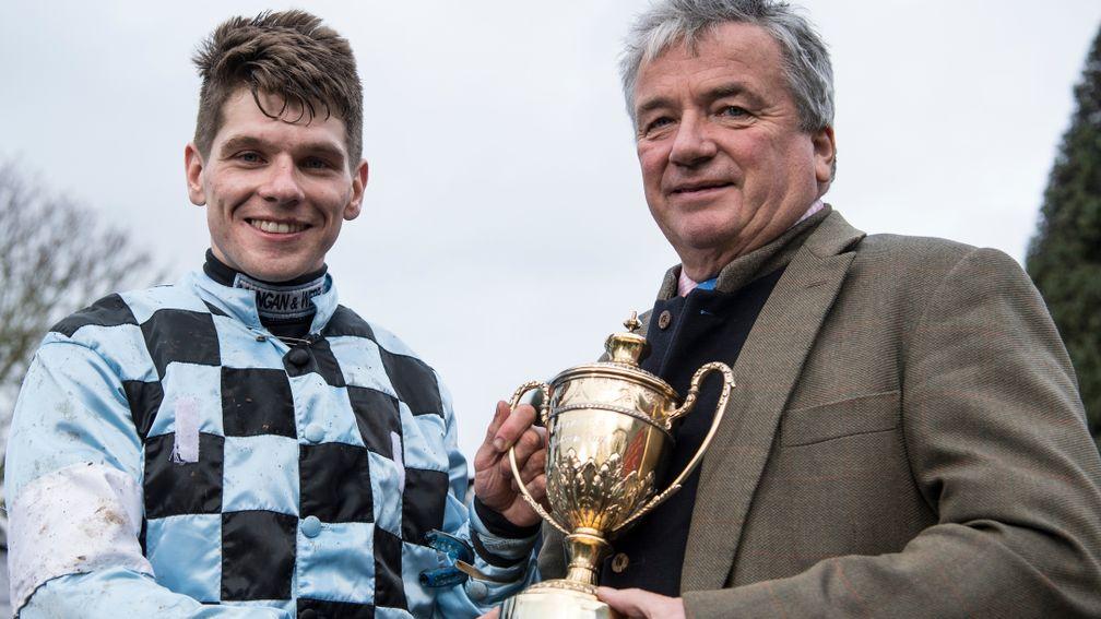 Jamie Bargary and Nigel Twiston-Davies with Imperial Cup at Sandown