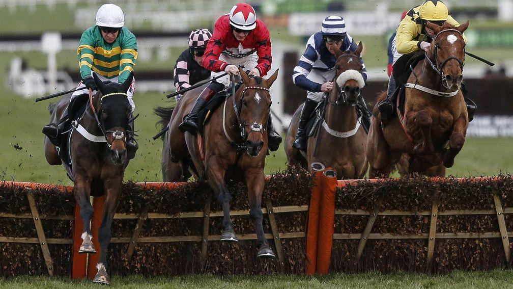 Three stars of the game: My Tent Or Yours (left), The New One (centre) and Melon (right) battle it out in the 2017 International Hurdle