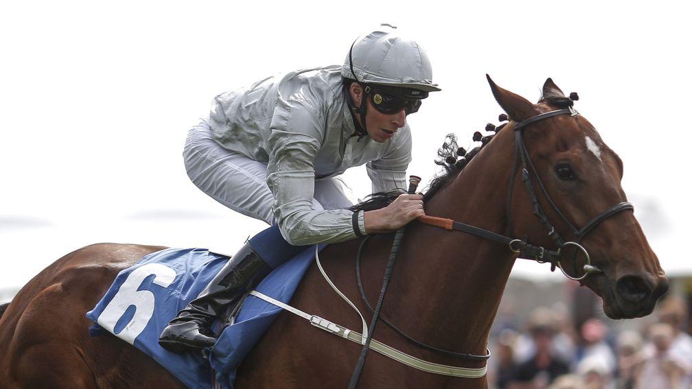 YORK, ENGLAND - MAY 18:  William Buick riding Threading win The Longines Irish Champions Weekend Fillies' Stakes at York Racecourse on May 18, 2018 in York, United Kingdom. (Photo by Alan Crowhurst/Getty Images)