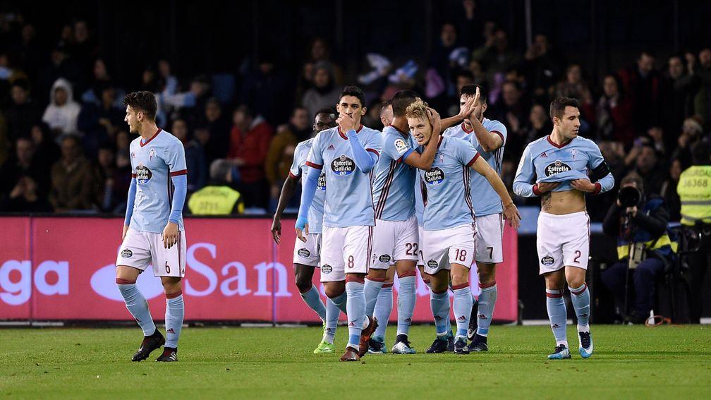 Celta Vigo celebrate scoring against Real Madrid