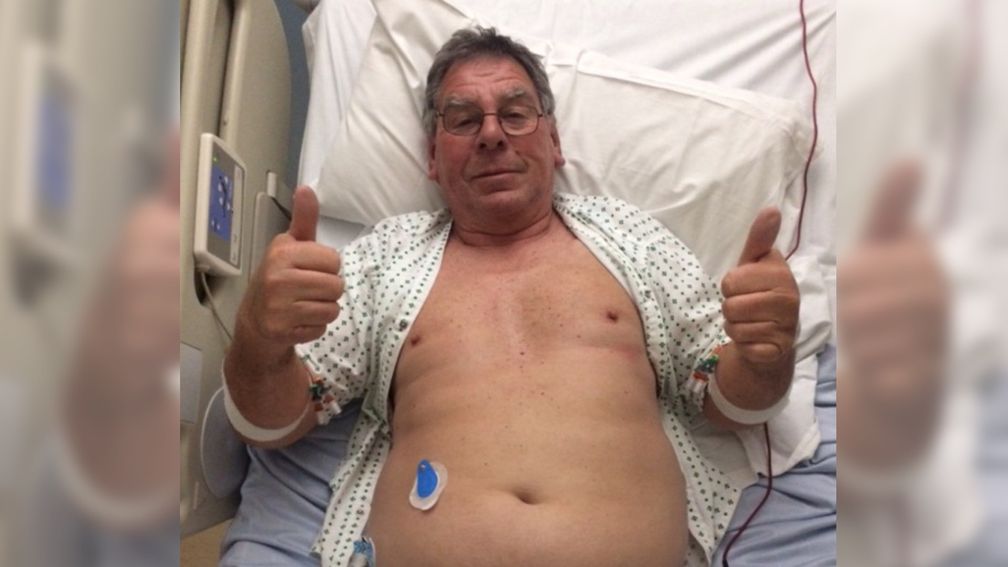 Bob Burford in hospital after his heart attack