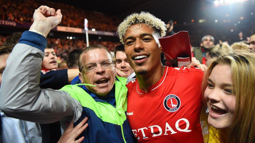 Richard Birch is in the thick of celebrations with Lyle Taylor after Charlton's dramatic success