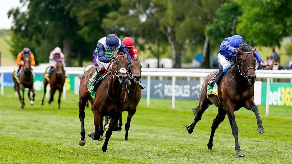 Masekela (left) could improve with a step up in trip after staying on strongly in the Superlative Stakes