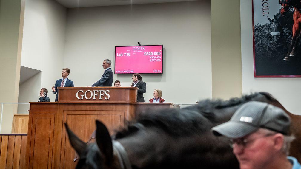The Goffs UK bid board shows the record-breaking sum of £620,000
