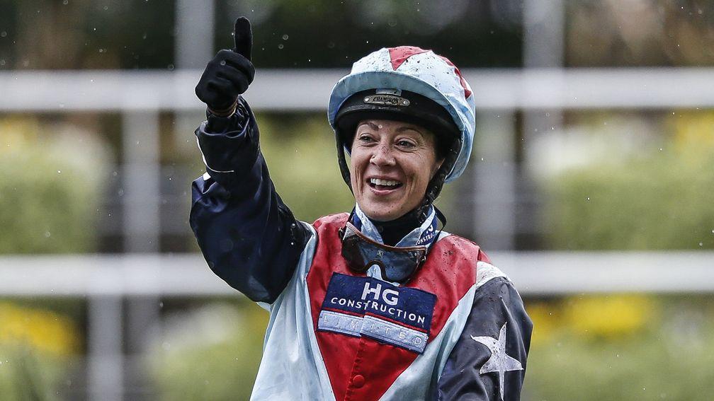 Hayley Turner: thumbs up and all smiles after a recording a big-race win