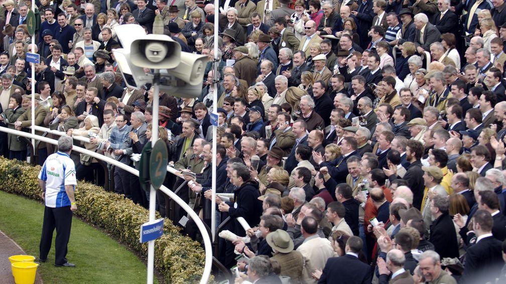 Oliver Brady entertains the crowd  at Cheltenham in 2007