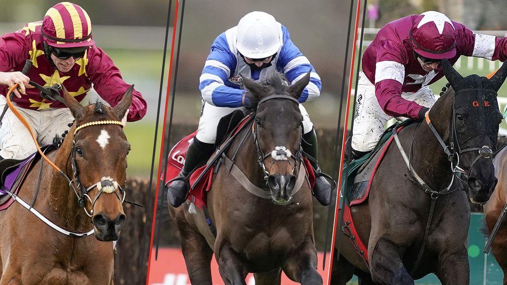 Minella Indo (left), Frodon and Delta Work: three big-race contenders at Down Royal