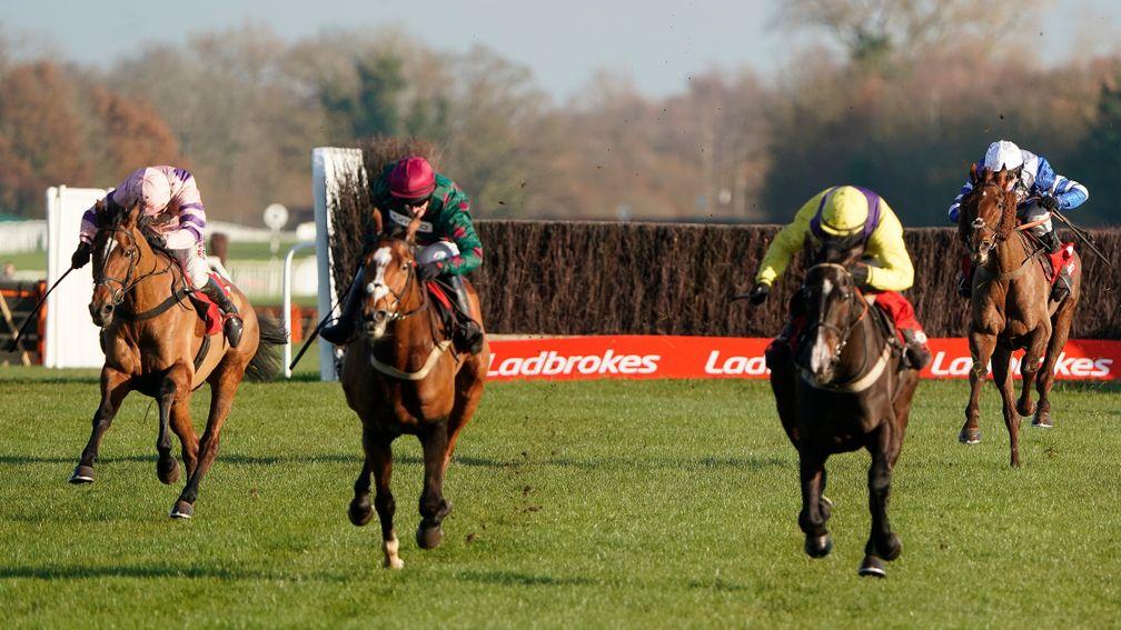 Glen Forsa (second left) ran a mighty race in defeat at Newbury