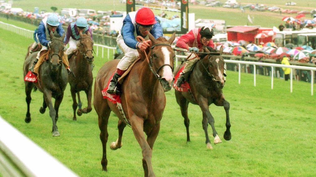 First Classic winner: Frankie Dettori partners Balanchine to victory in the Oaks at Epsom in 1994