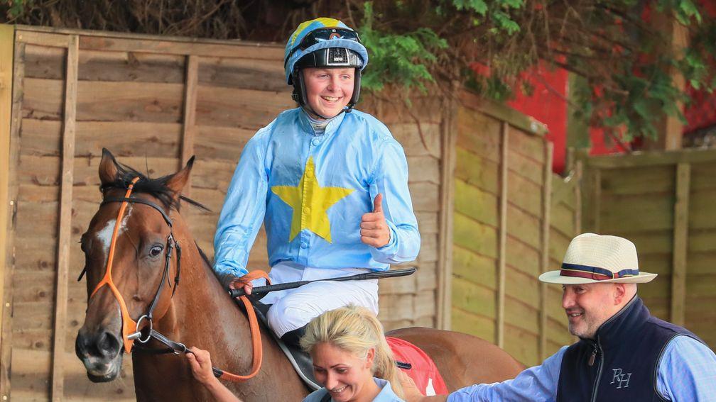 A delighted Liam Browne after Mr Tyrrell's victory at Sandown in July
