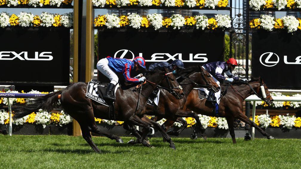 Prince Of Arran (nearest) finishes third to Twilight Payment in Tuesday's Melbourne Cup