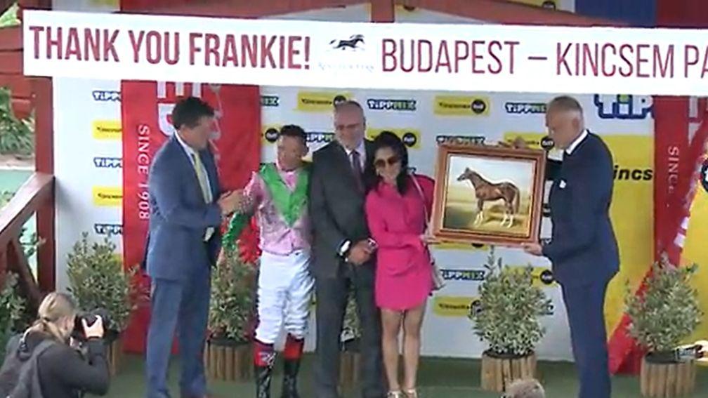 Ian Williams, Frankie Dettori, Dr Jim and Fitri Hay after the victory of Silent Film in Hungary