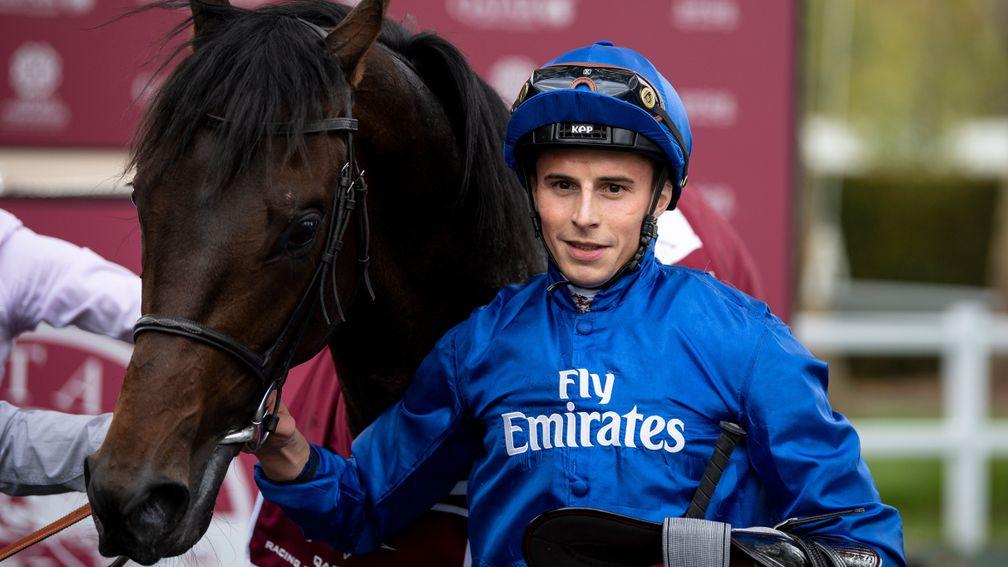 Godolphin glory: William Buick and Brundtland after their victory in the Group 2 Prix Chaudenay at Longchamp