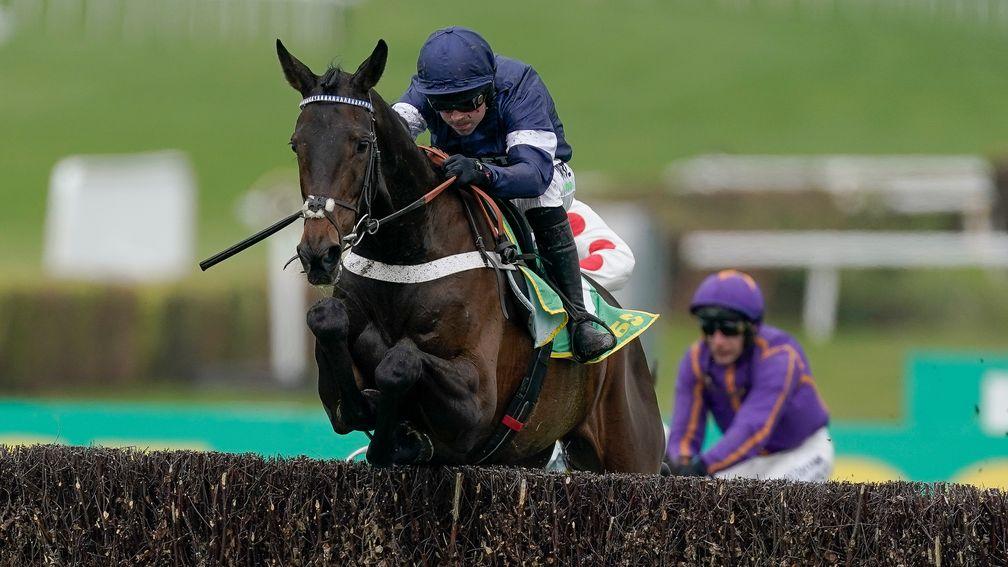  Nico de Boinville riding Fantastic Lady clear the last to win the Oaksey Chase at Sandown