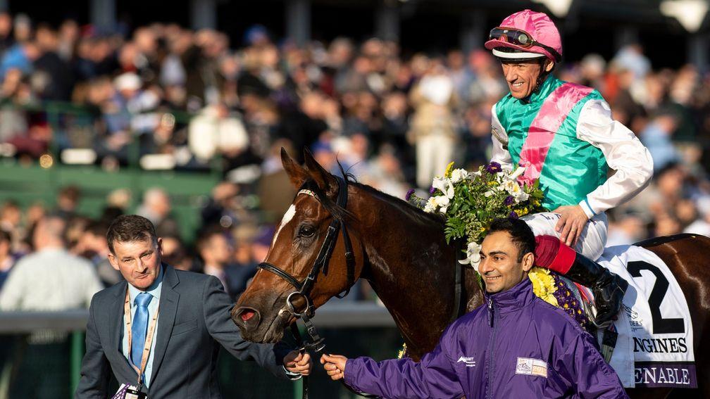 Frankie Dettori is all smiles after partnering Enable to a historic Breeders' Cup success