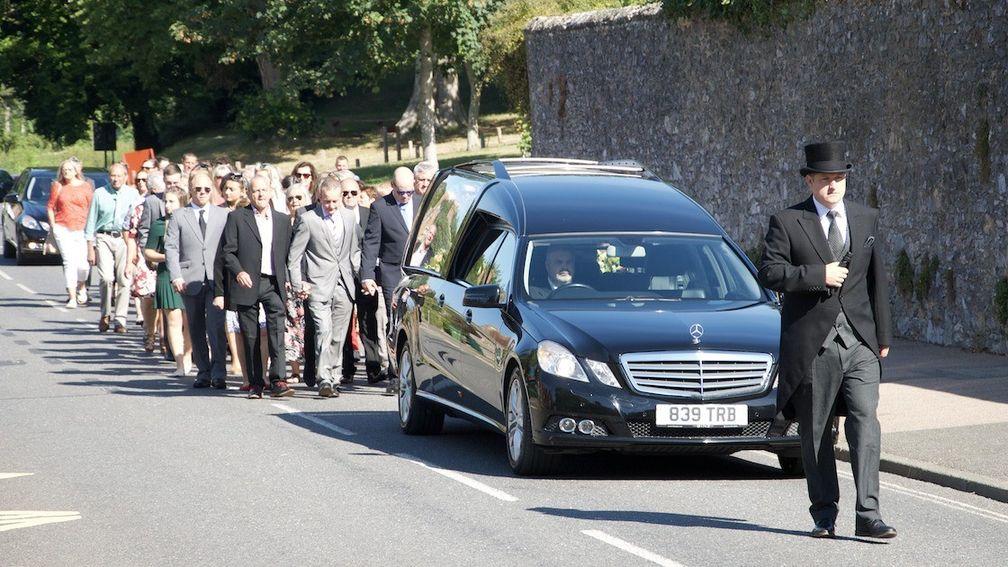 Mourners followed the hearse at Liam Treadwell's funeral