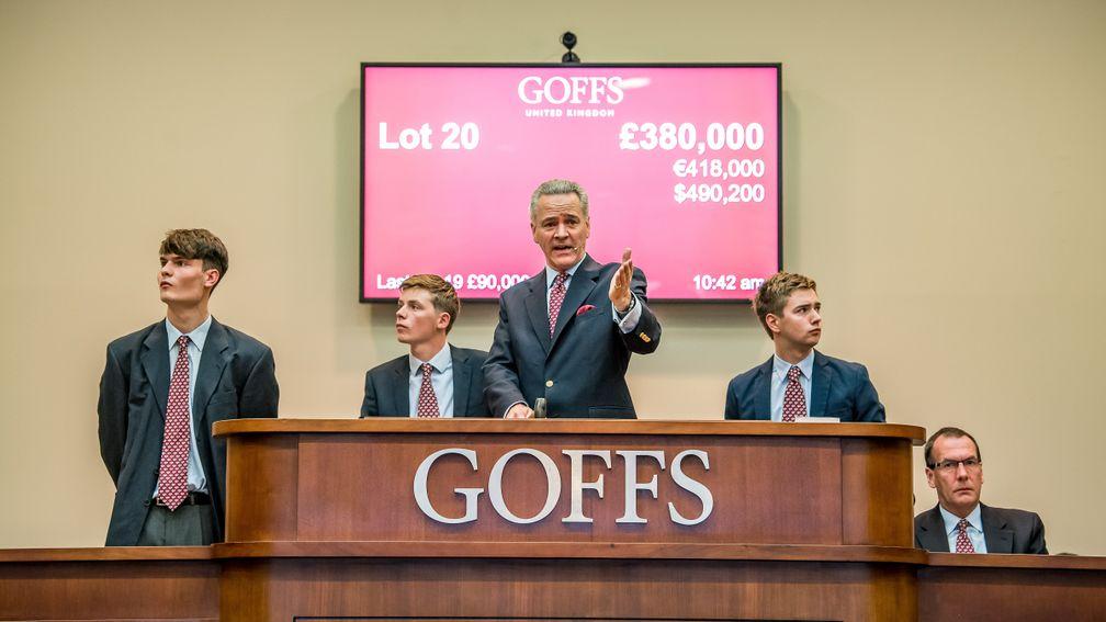 Henry Beeby on the rostrum during the 2018 Premier Sale