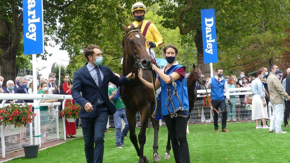 Campanelle: returns to the winner's enclosure after landing the Prix Morny at Deauville