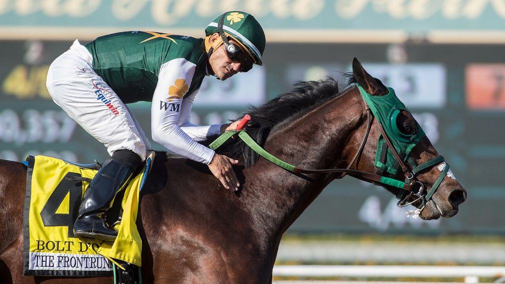 Will he, won't he? Leading west-coast three-year-old Bolt D'Oro may be scratched from a clash with McKinzie at Santa Anita if the track goes sloppy