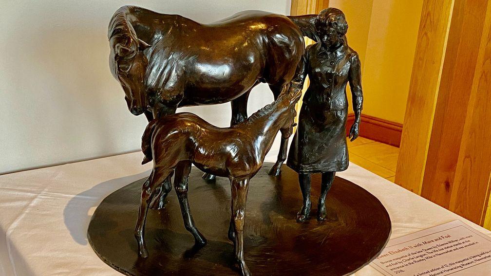 The bronze maquette of the Queen with mare and foal