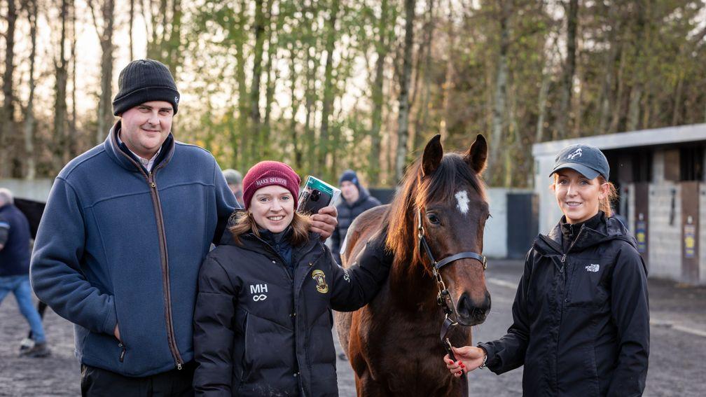 Tom Nugent and Milly Harwood (left): notable strike at Goffs on Monday