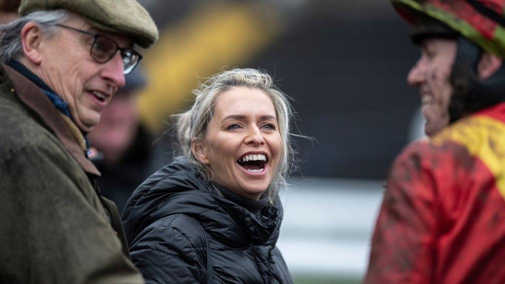 A  happy Rebecca Curtis after  Oscar Ascheâs win in the 2m 5f maiden hurdleLudlow 16.1.20 Pic: Edward Whitaker