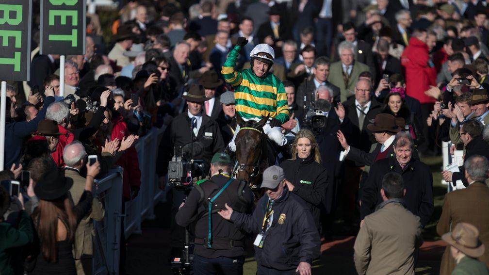 Heroes' return: Buveur D'Air and Barry Geraghty make their way to the winner's enclosure