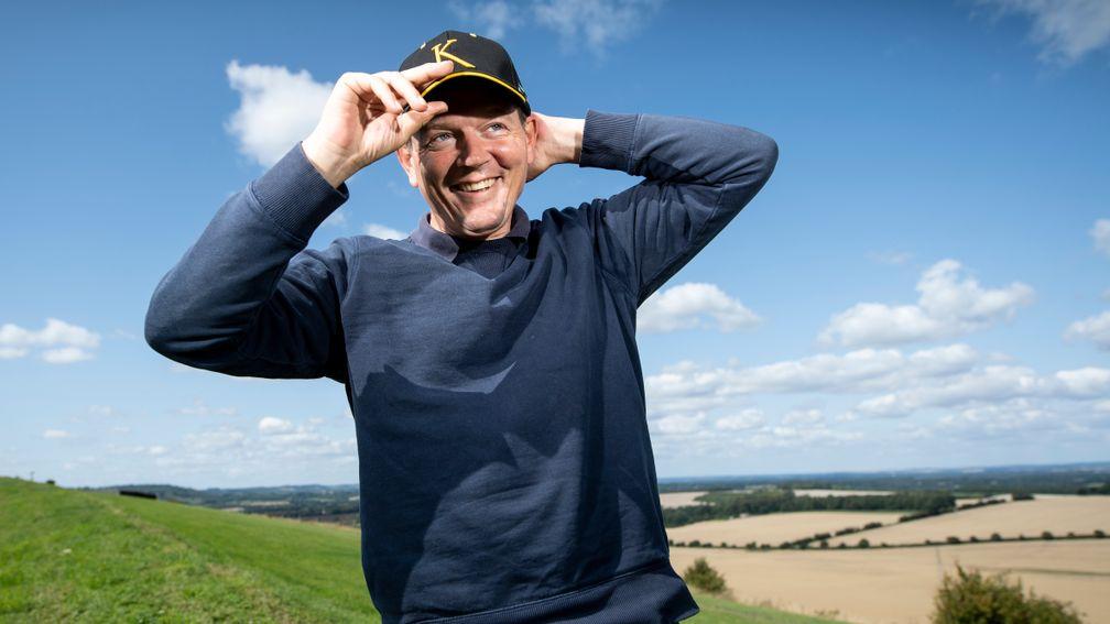 Raising his hat to the ghosts of the past: Andrew Balding enjoys the scenery on Watership Down