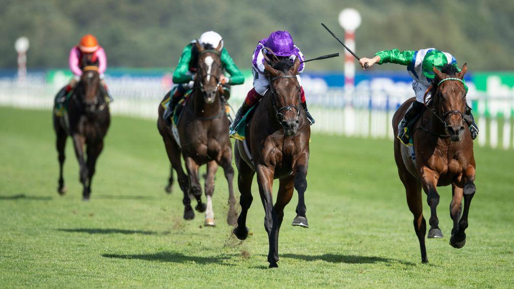 Wichita (Frankie Dettori) beats One Master (Tom Marquand) in the bet365 Park StakesDoncaster 12.8.20 Pic: Edward Whitaker/Racing Post