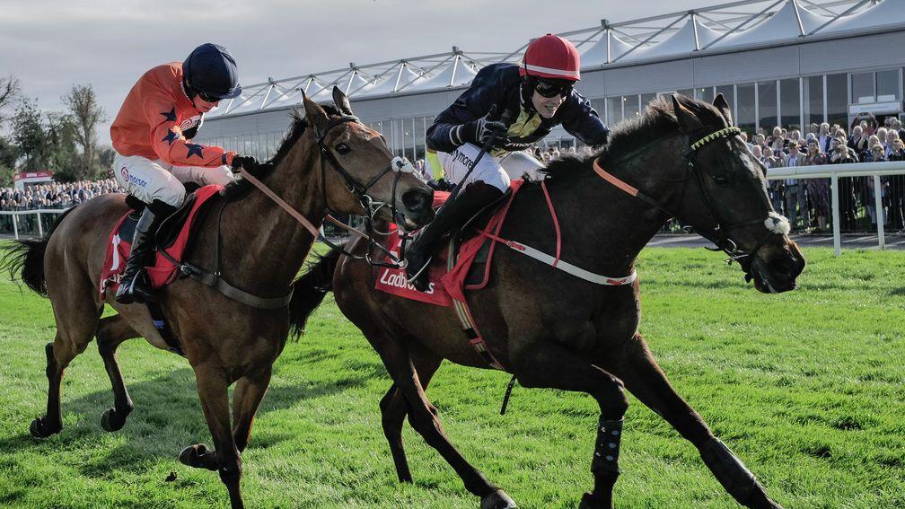 Fastorslow (right) went past Bravemansgame after the last to win the Punchestown Gold Cup