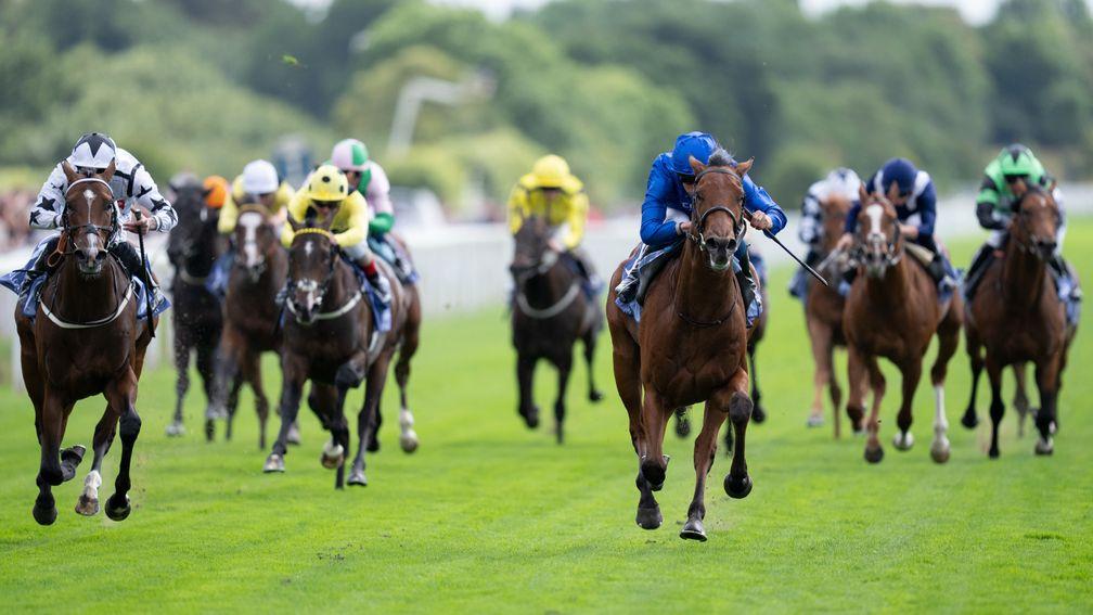 Noble Style (William Buick) wins the Gimcrack Stakes from Marshman (L)York 19.8.22 Pic: Edward Whitaker