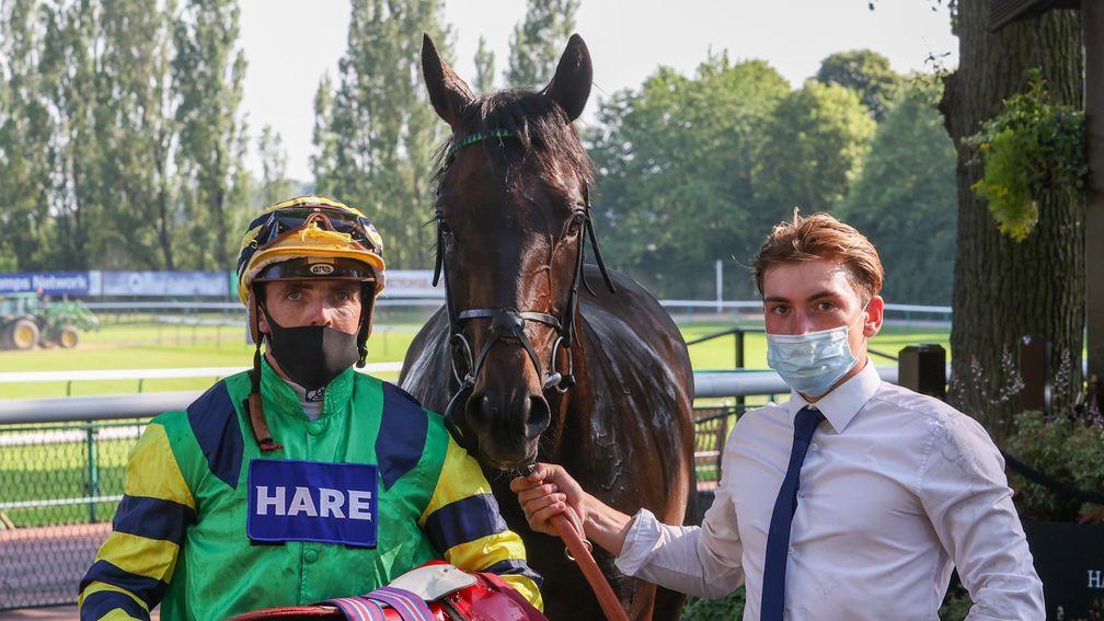 Midnights Legacy with jockey Martin Harley after his latest success