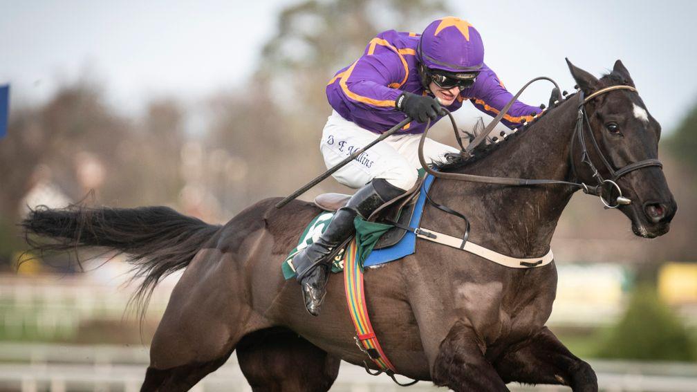 Easy Game (Danny Mullins) race away from the last fence when scoring in the Ballymaloe Foods Beginners Chase.LeopardstownPhoto: Patrick McCann/Racing Post 28.12.2019