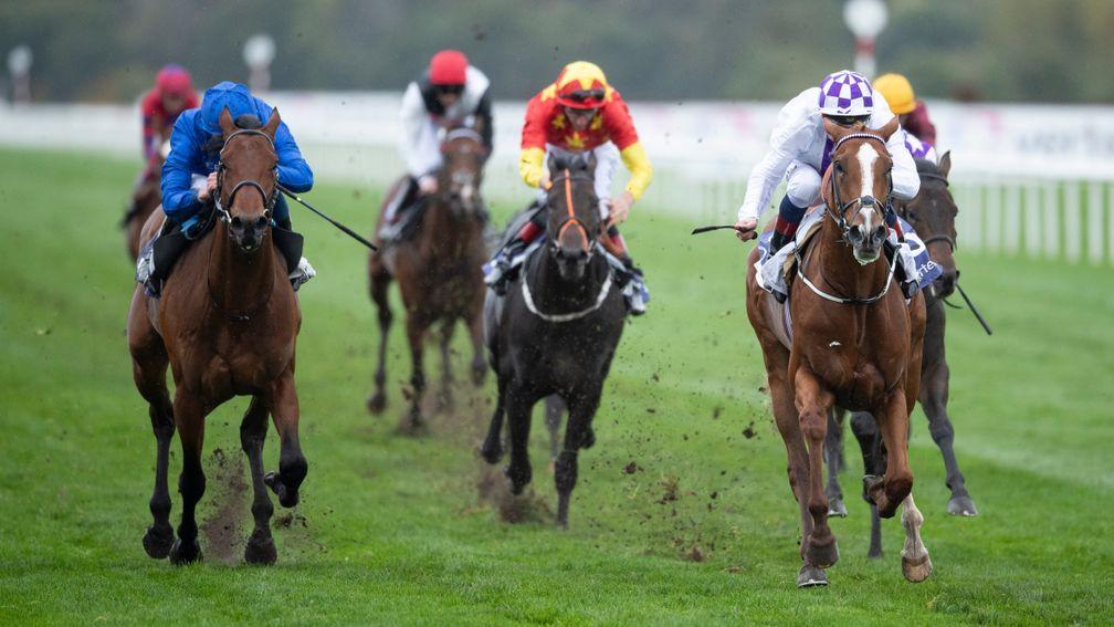 Mac Swiney (Kevin Manning,right) beats One Ruler (William Buick,left) in the Vertem Futurity Trophy StakesDoncaster 24.10.20 Pic: Edward Whitaker/Racing Post