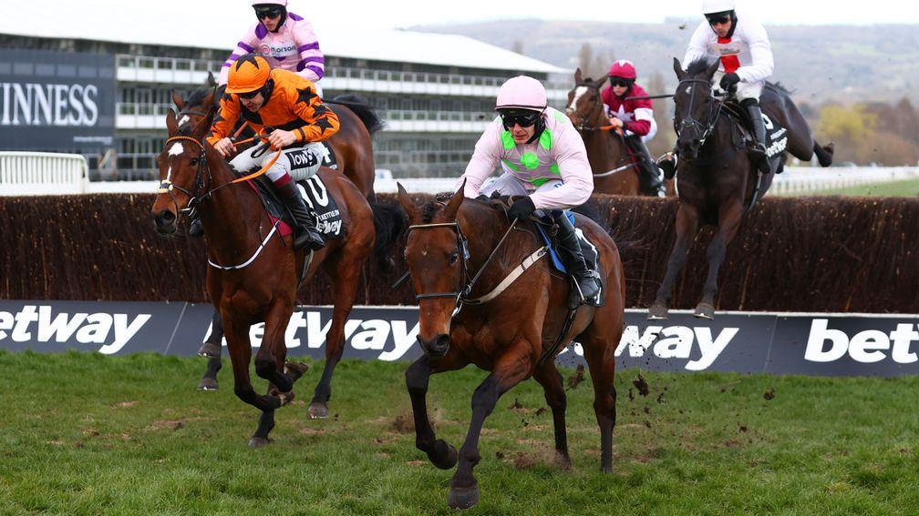 Chacun Pour Soi (pink and green silks): third in the Champion Chase